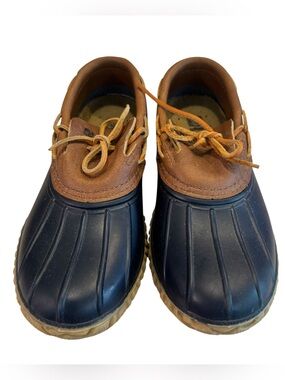 LaCrosse Blue Brown Rubber Leather Duck Boots Womens Size 8 Slip On